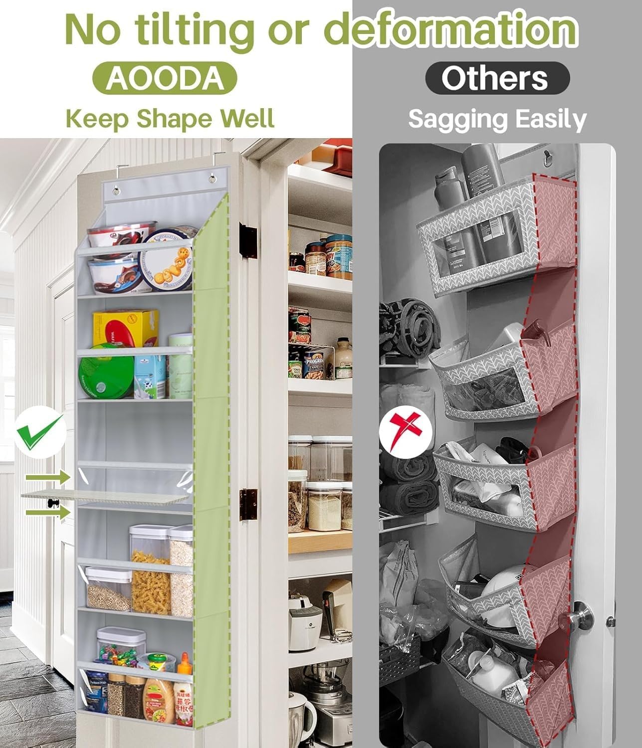 AOODA 2 Pack Over the Door Organizer, Large Capacity Closet Door Hanging Organizer, Clear Deep Pockets Baby Storage for Nursery, Bathroom, Bedroom, Pantry, Diapers (Light Yellow)