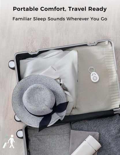 FOXFINE Portable Sound Machine, Travel White Noise Machine with 30 Soothing Sounds, Timer & Memory for Sleeping, Baby, Adults, White