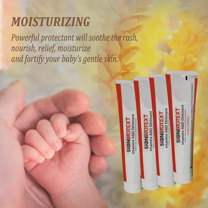 A and D Ointment by Sion Biotext Baby Diaper Rash Vitamin A + D Cream for Dry Skin, Cuts, Burns Soothing Baby Care Medical Moisturizer + First Aid. (1 Tube 4oz)