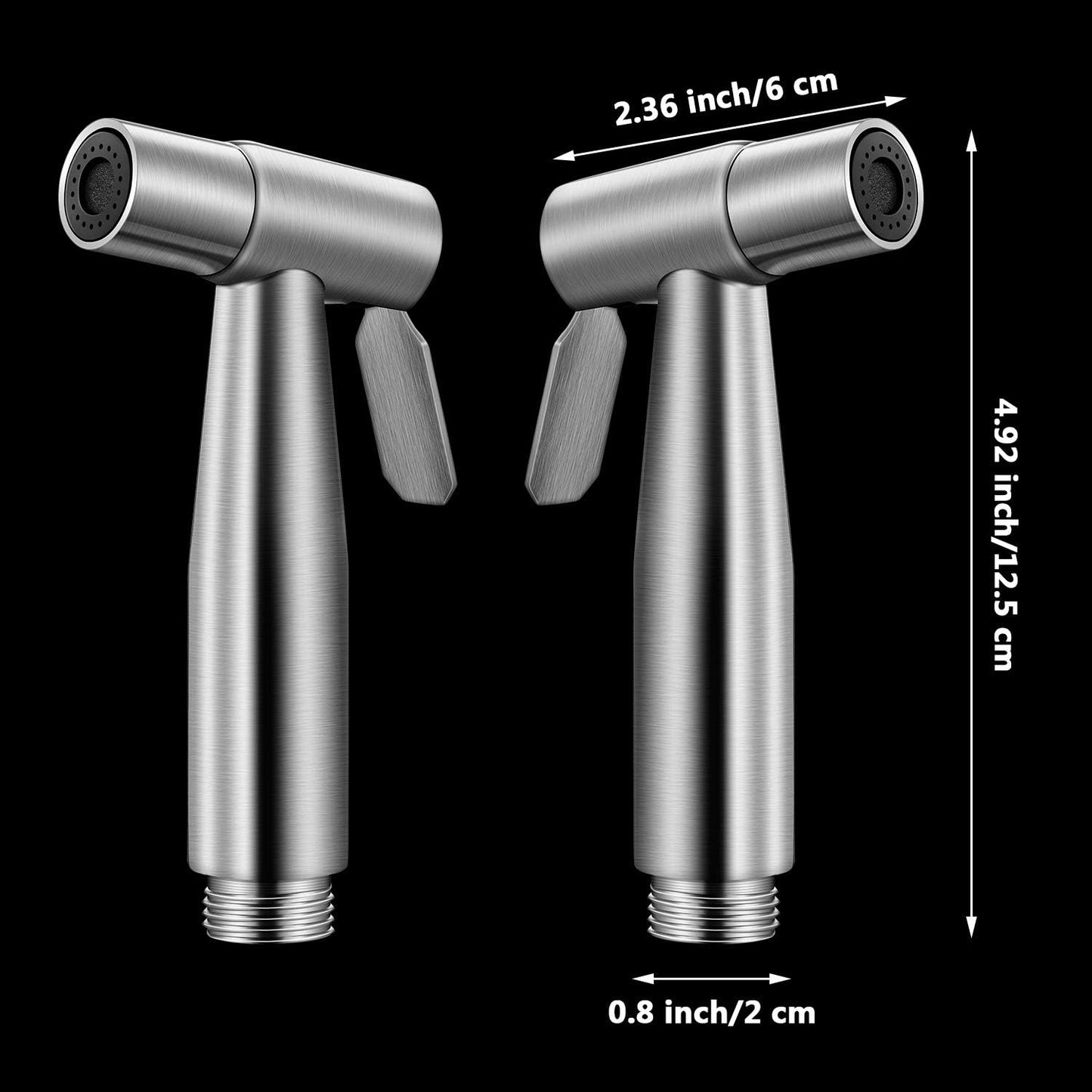 Mudder 2 Pieces Bidet Sprayer Head Stainless Steel Bidet Attachment for Toilet Handheld Cloth Bathroom Diaper Sprayer for Kitchen Adjustable Water Pressure Control (Black)