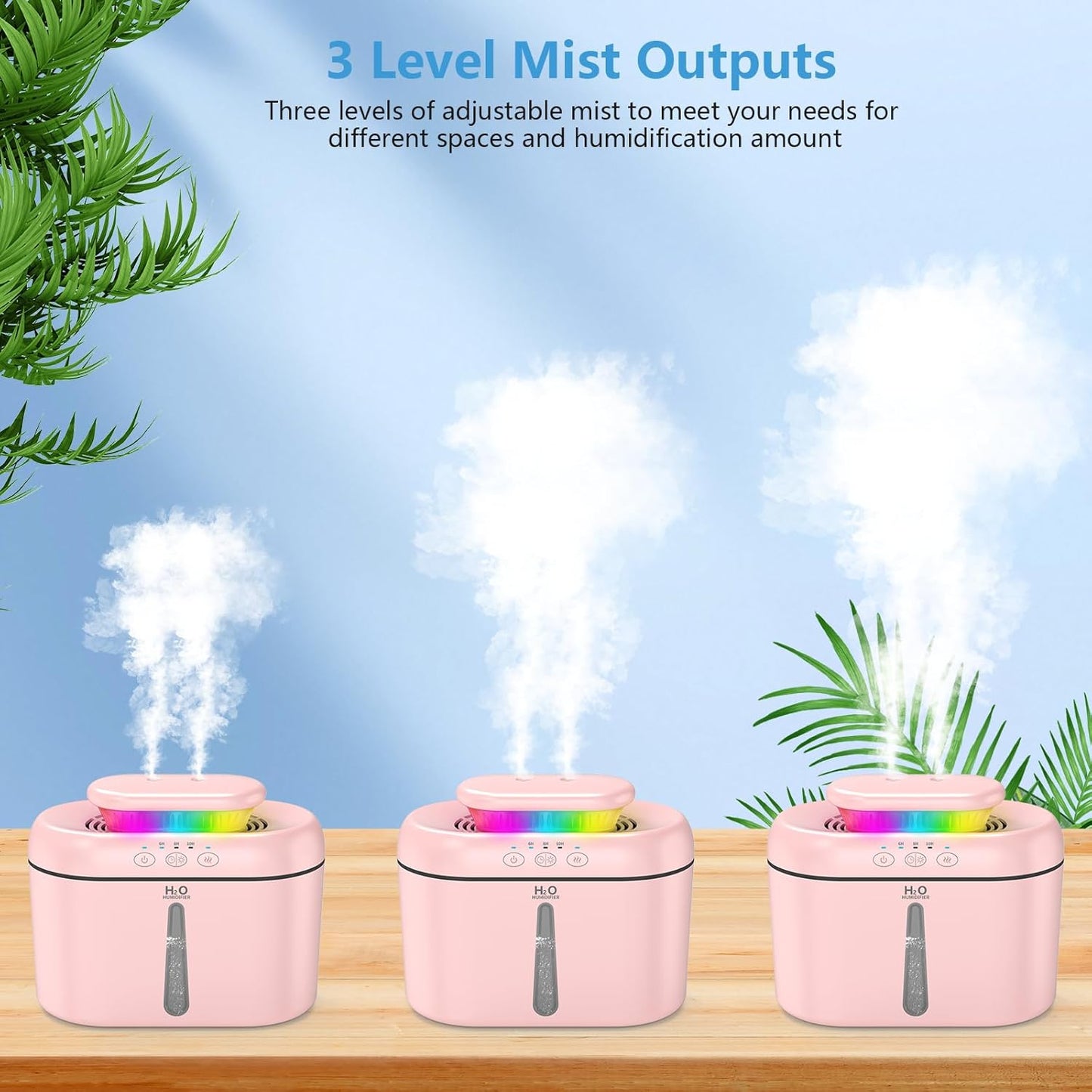 SZO Humidifiers for Bedroom, 2.5L Capacity, Auto Shut-Off, Easy to Fill & Clean, 16 dB Quiet Ultrasonic Humidifier for Large Room, Plants, Baby Nursery, Indoor, Night Light(soft pink)