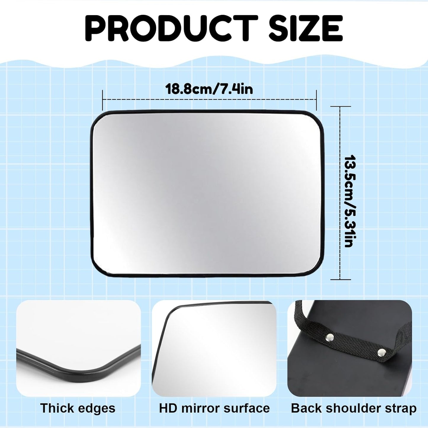 Shatterproof Baby Car Mirror, Car Seat Mirror for Baby Rear Facing Seat Easy Install on Headrest, Wide Angle Clear Wide View, Easily Observe the Child Move