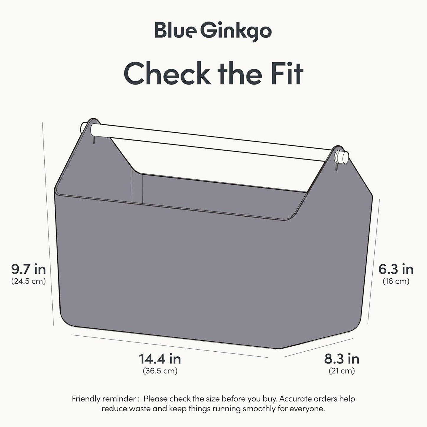 BLUE GINKGO Medium Storage Basket – Plastic Caddy with Wooden Handle for Office, Arts & Crafts, or Home Supplies (White)