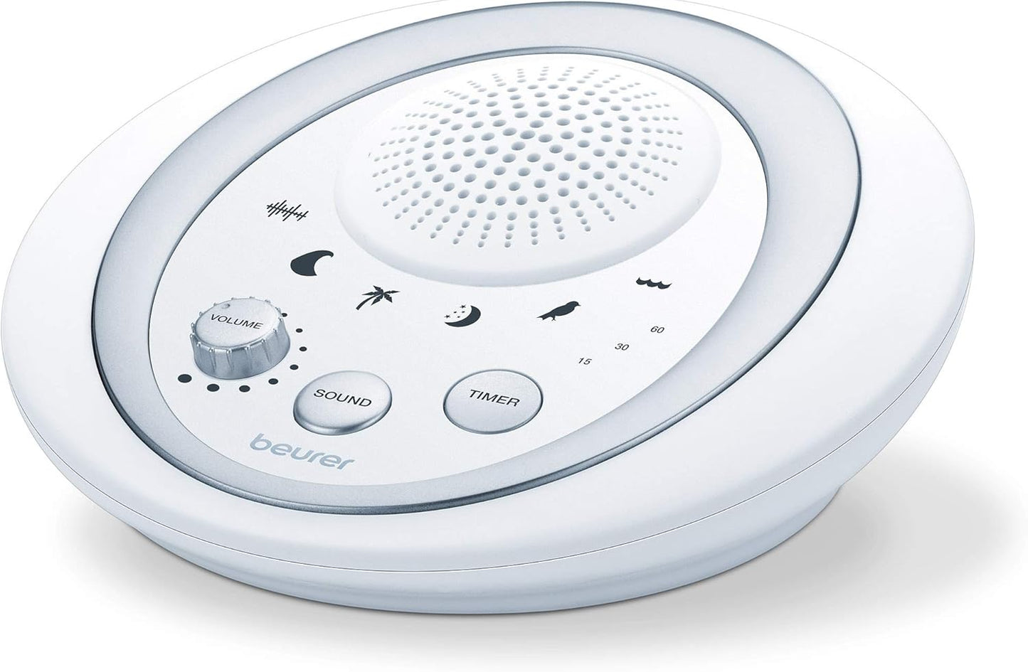 Beurer White Noise Machine with 4 Soothing Sounds | Sound Machine with Auto Shut-Off Sleep Timer | Portable White Noise Machine for Adults, Kids & Babies | Dreamsound Sleep Machine, SL15