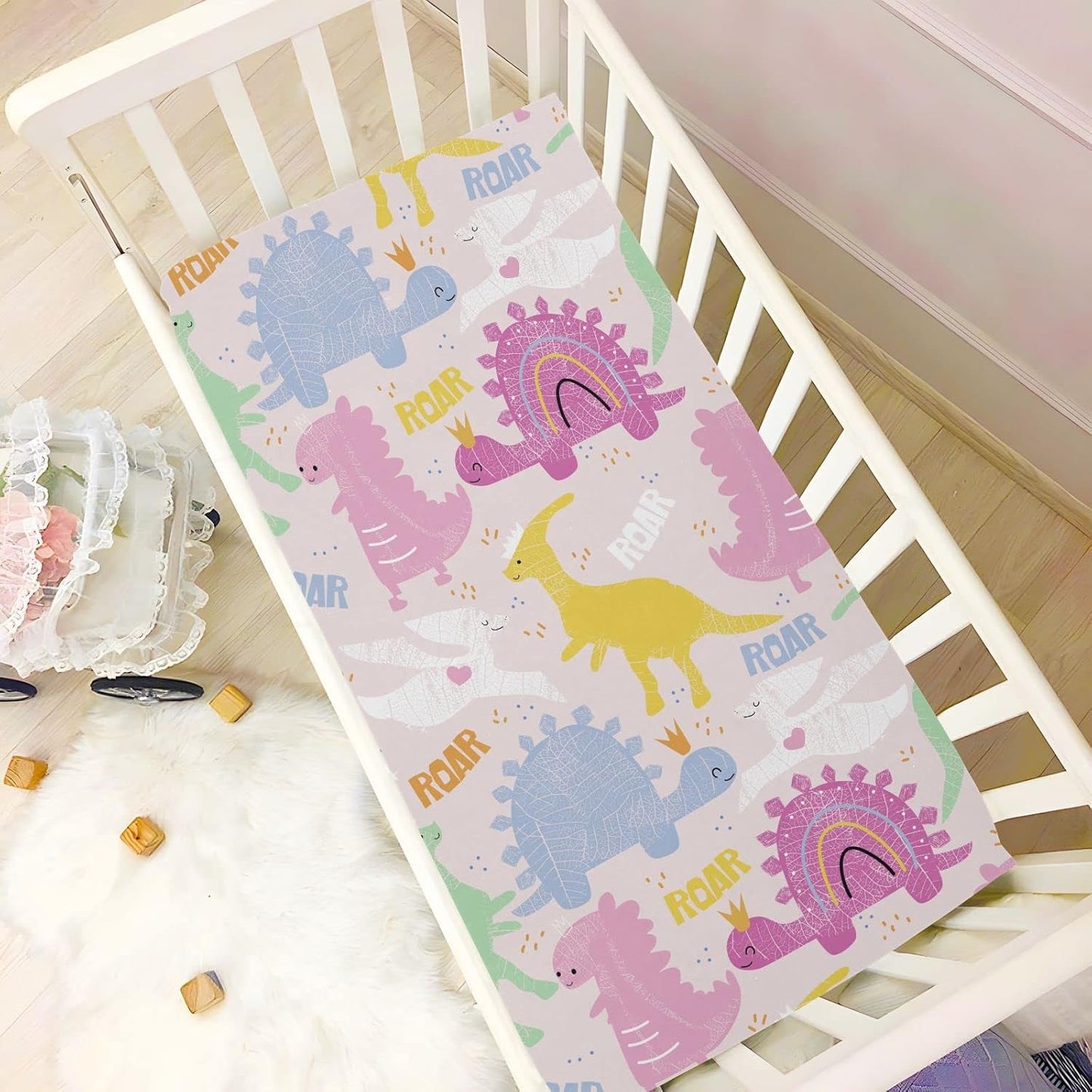Fitted Crib Sheets Turtle Sea Horse Stretchy Portable Playard Sheets for Baby Toddler, Breathable Soft Mini Crib Mattress 39 x 27 in for Boys and Girls