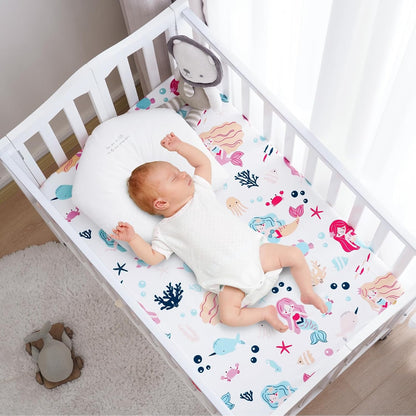 PHF 3 Pack Soft Mini Crib Sheets, Floral & Animal Pack N Play Sheets for Baby Boys Girls, No Slip Universal Fit for Pack N Play, Playard, Portable and Mini Crib Mattresses,Floral & Animal
