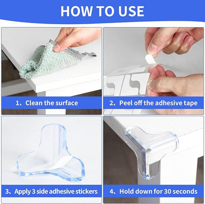 8 Pack Large Clear Corner Protectors for Baby Proofing Furniture - Table Edge Guards and Bumpers