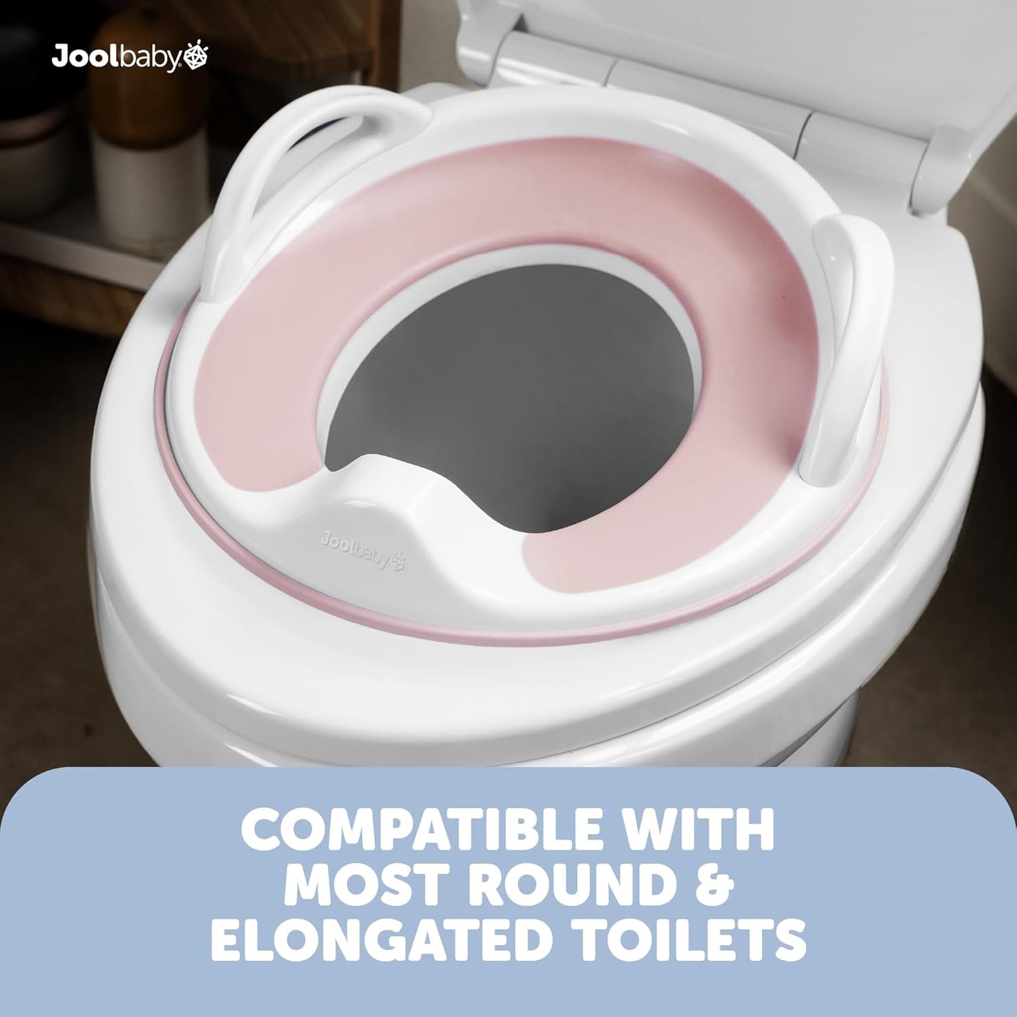 Jool Baby Potty Training Seat for Boys and Girls With Handles, Fits Round & Oval Toilets, Non-Slip with Splash Guard, Includes Free Storage Hook (Aqua)