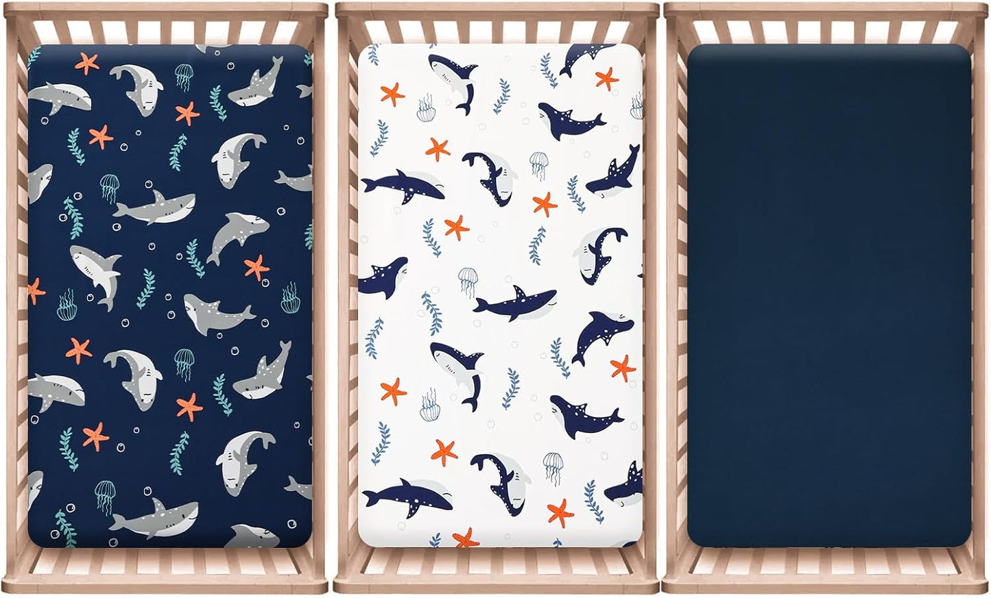PHF 3 Pack Soft Mini Crib Sheets, Floral & Animal Pack N Play Sheets for Baby Boys Girls, No Slip Universal Fit for Pack N Play, Playard, Portable and Mini Crib Mattresses,Floral & Animal