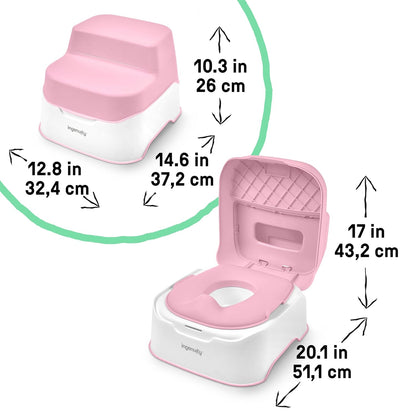 Ingenuity Prepare to Potty 3-in-1 System - Potty Training Toilet, Topper, Step Stool, Easy Setup, for Toddlers Ages 18 Months+
