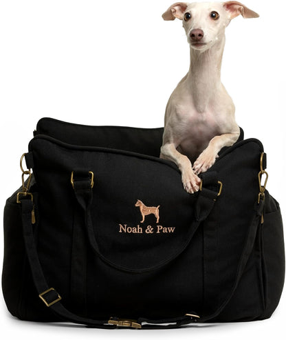 NOAH & PAW Small Dog Car Seat for Small Medium Pets with Harness Clip, 4X Safety Feature, Washable, Waterproof Dog Seat for Car, Orthopedic Foam Wrapped with Plush, Canvas Material