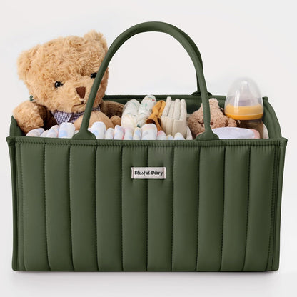 Blissful Diary Baby Diaper Caddy Organizer, Stylish Storage Basket for Newborn Essentials and Diaper Station, Gift for Baby Shower and Registry Must-Have, Mocha Brown
