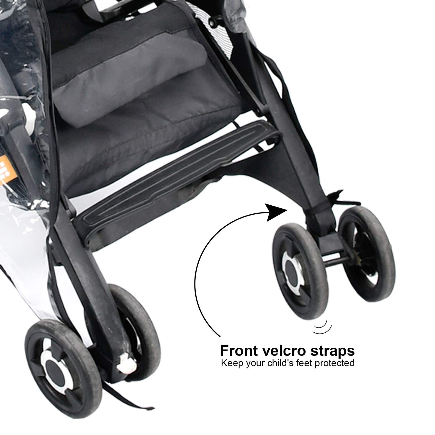 Stroller Rain Cover, Universal Black Clear Baby Travel Weather Shield for Outdoor Protection, Plastic Rain Stroller Cover for Winter Infant for Windproof, Waterproof, Protect from Sun Dust Snow