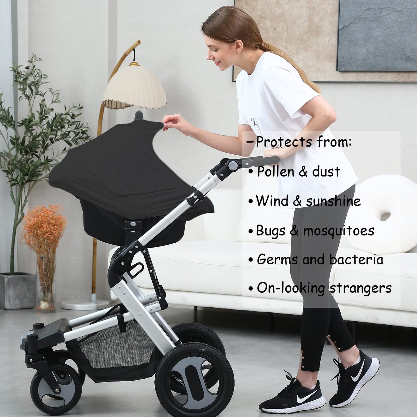Car Seat Covers for Babies - Multi-use Carseat Canopy Cover Breastfeeding Covers, Stroller Canopy Cover (Navy Dinosaur)