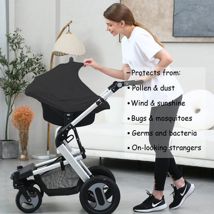 Car Seat Covers for Babies - Multi-use Carseat Canopy Cover Breastfeeding Covers, Stroller Canopy Cover (Navy Dinosaur)
