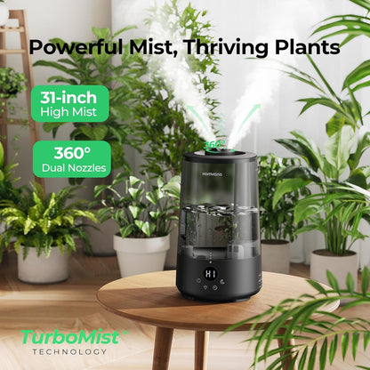 Homvana Humidifiers for Bedroom Home, 3.6 L Cool Mist Top-Fill 34H Super Long Time, Quiet 23dB, Baby Humidifier, Oil Diffuser for Large Room, House, Plant, Nursery, Office, BPA FREE, Ultrasonic (Grey)