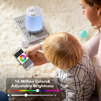 Baby Sound Machine, Nursery Night Light for Kids, Alarm Clock, White Noise Machine for Sleeping, OK to Wake Clock for Toddlers, APP Control, Fan Rain Wave, Sleep Trainer