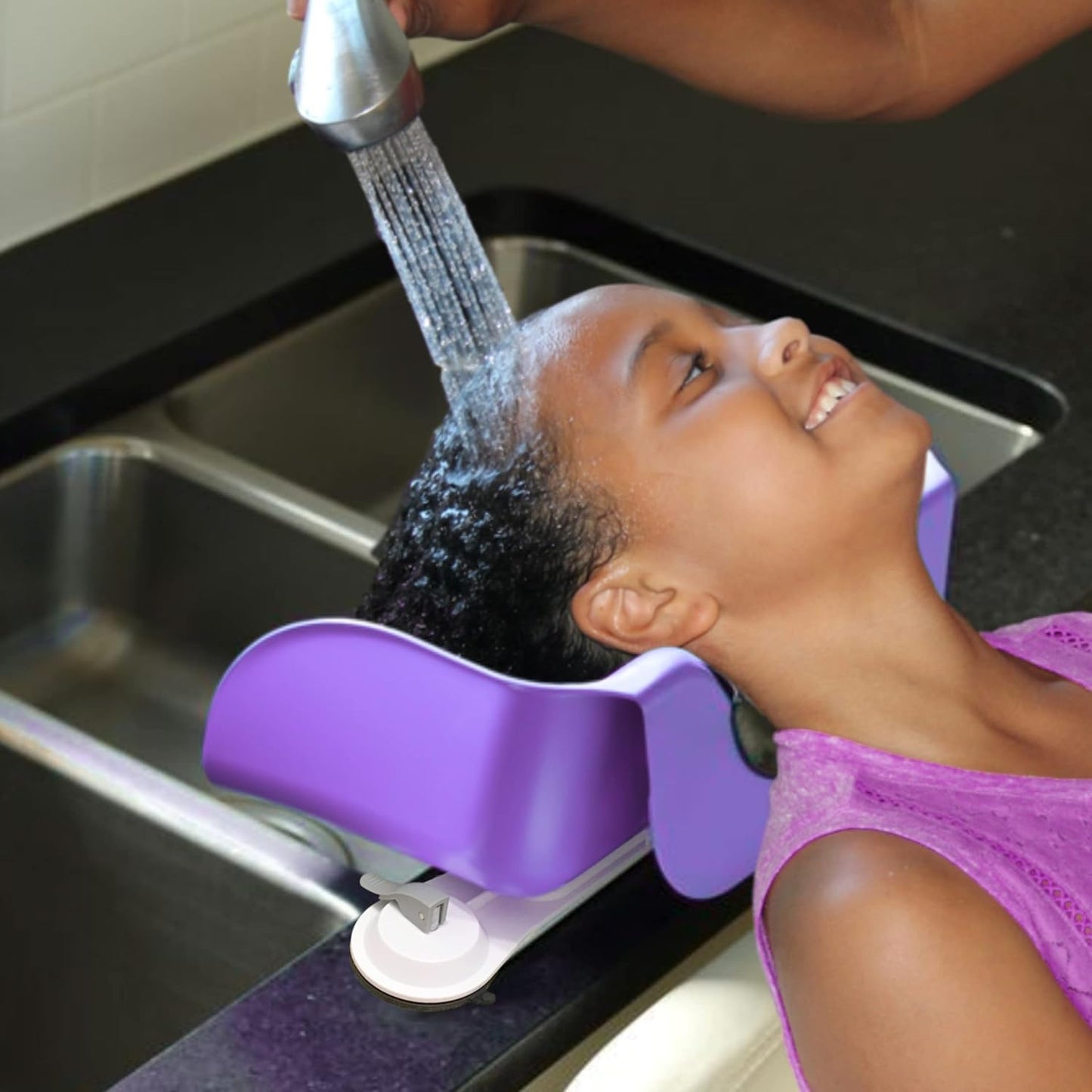 Shampoo Buddy Portable Hair Wash Basin for Children, Toddlers, Kids, Teens | Portable Shampoo Bowl for use on Bathtub or Sink (Purple)