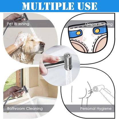 Handheld Sprayer, 3 Pack Cloth Diaper for Baby Wash Includes 150 cm Metal Hose and Holder - Excluding T-Type valves
