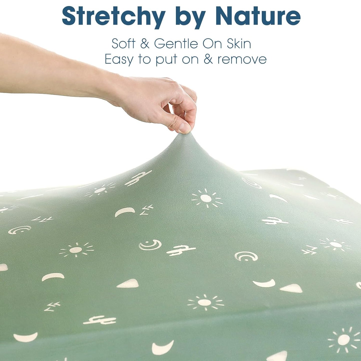 GRSSDER Stretch Ultra Soft Jersey Knit Fitted Pack n Play Playard Sheets Set 2 Pack，Fits Portable/Mini Cribs Sheets, Playards Mattress Pads, Stylish Watercolor Animals for Baby, Mint Green
