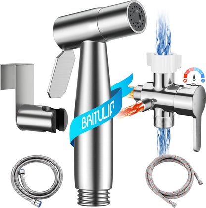 BRITULIF Handheld Bidet Sprayer for Toilet, Jet Sprayer for Toilet Muslim Shower, Adjustable Cloth Diaper Sprayer Bidets Attachment for Toilet, Toilet Bidet Sprayer with Bidet Hose for Feminine Wash