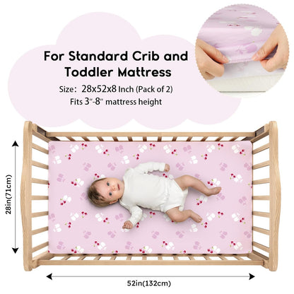 Yoofoss Pack and Play Sheets Fitted, Mini Crib Sheets 2-Pack for Pack N Play Mattress, Stretchy Playard Sheet, Soft and Breathable Green+Giraff