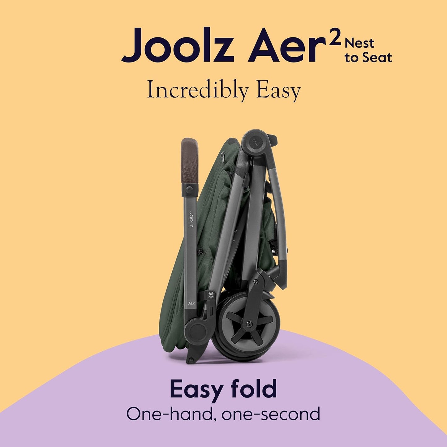 Joolz Aer2 Nest-to-Seat Accessory - Parent-Facing Compact Travel Stroller Seat for Newborn to Toddler (Up to 33 lbs) –Lightweight One-Hand Fold – Airplane Approved – Space Black (Chassis Not Included)
