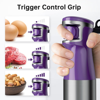 Turelar Immersion Blender Handheld Corded Hand Blenders Set 1100W, Trigger Variable Speed 5 in 1 Stick Emulsifier with Chopper, Whisk and Frother for Soup, Baby Food and Smoothies, Orange