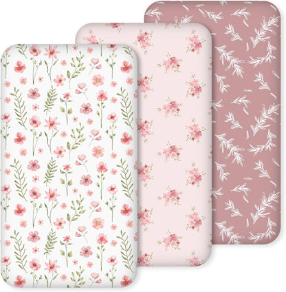 Bedside Sleeper Bassinet Fitted Sheets 20 x 33, 3 Pack Baby Delight Beside Me Dreamer,Babybond,Jimglo,koola,cowiewie,fodoss, Dream On Me Baby Square Bassinet, Pink Animal