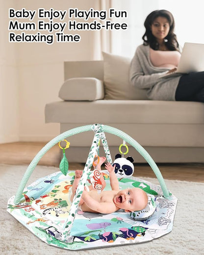 dearlomum 4-in-1 Interactive Activity Mat,Baby Play Mat with 6 Learning Toys, Motor Skill Development,Ball Pit with 18 Ocean Balls
