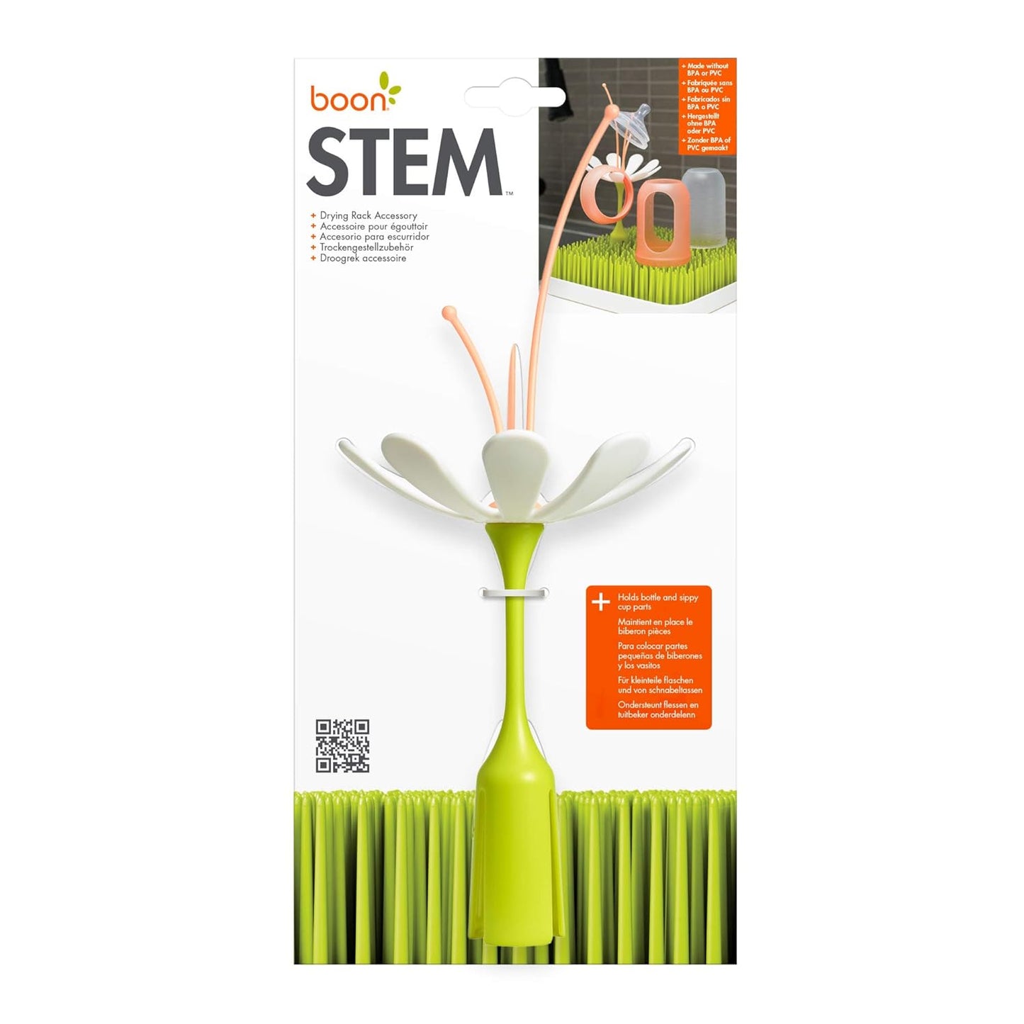 Boon Stem Drying Rack Accessory, White & Peach