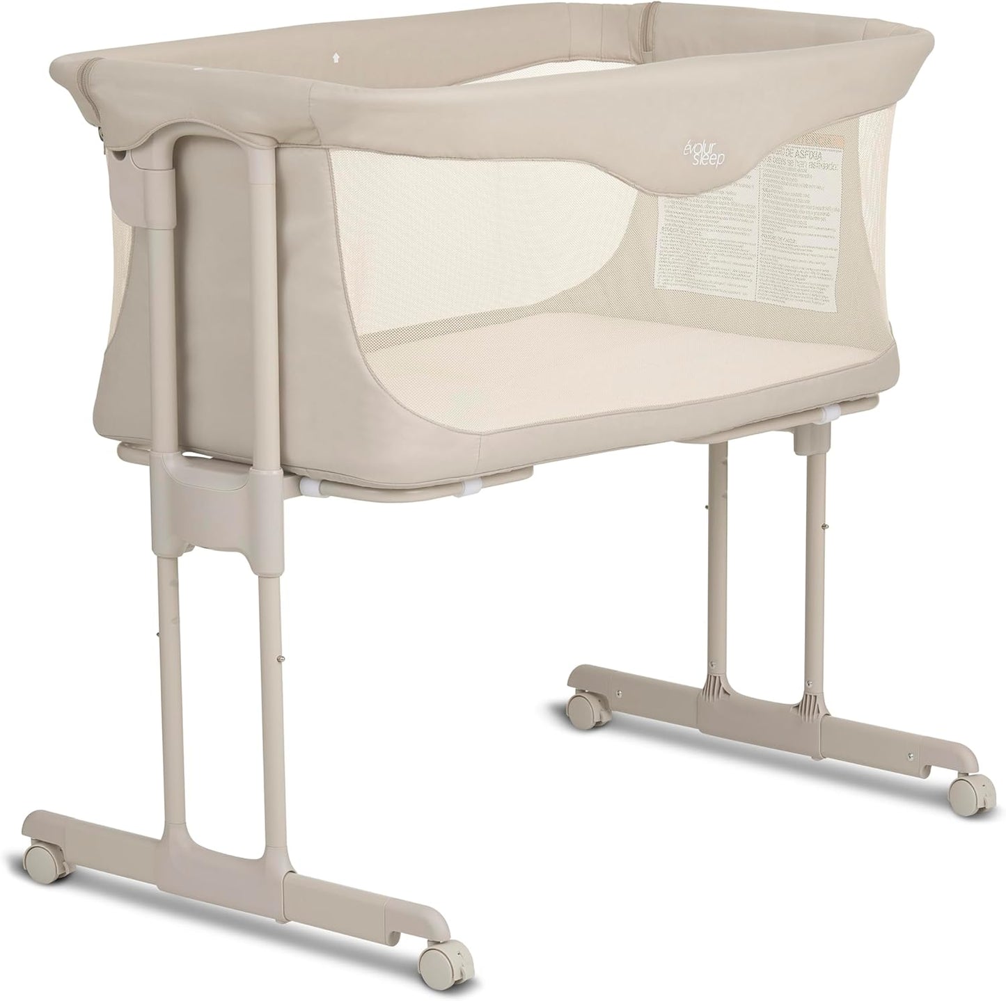 Evolur Kinsley Bedside Bassinet – Quick Fold, Breathable Mesh Sides, Lightweight Portable Baby Sleeper with Carry Bag – Newborn to 6 Months
