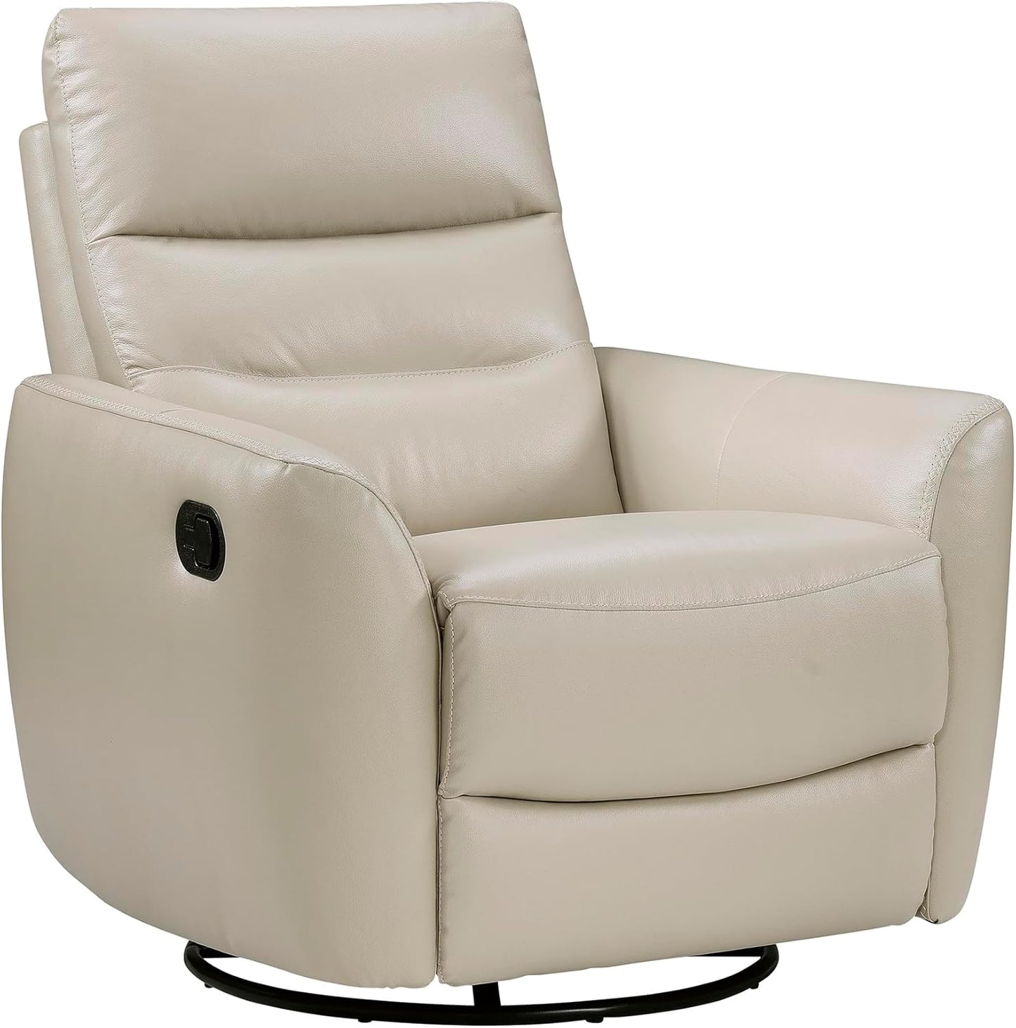 Lexicon 360 Degree Swivel Glider Reclining Chair, Manual Tab Pull Recliner, Leather Match Swivel Glider Recliner with Plush Foam, Sturdy Frame for Living Room/Office/Bedroom, Taupe