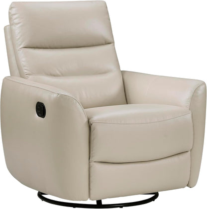 Lexicon 360 Degree Swivel Glider Reclining Chair, Manual Tab Pull Recliner, Leather Match Swivel Glider Recliner with Plush Foam, Sturdy Frame for Living Room/Office/Bedroom, Taupe