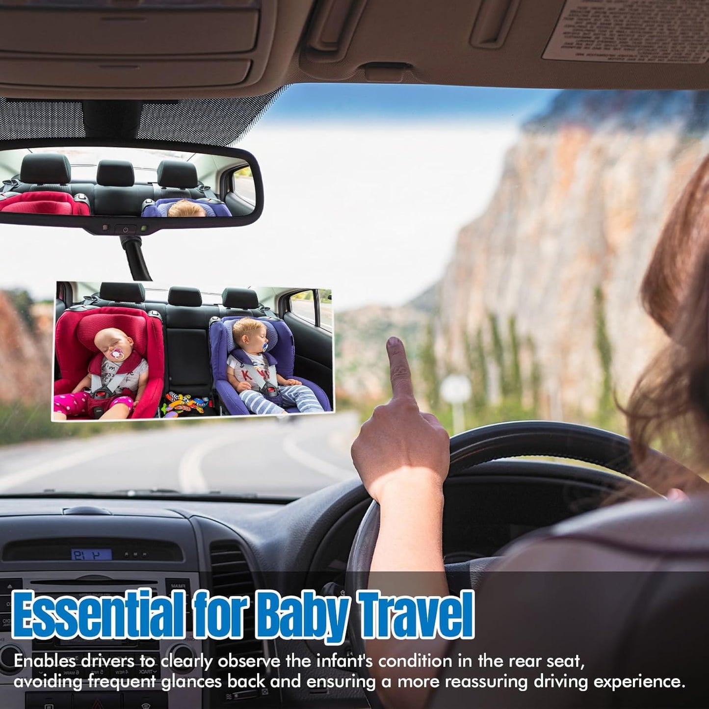 Hovom Suction Cup Baby Car Mirror, Rear Facing Baby Mirror for Cars, 360° Adjustable & HD Wide Angle Convex Interior Rear View Mirrors for Windshield, Universal Car Accessories