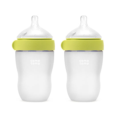 Comotomo Silicone Baby Bottle Gen 2 – 2026 Release (8oz) – Soft, Wide-Neck Bottle for Comfortable Feeding with Dual Anti Colic Vents (Includes Medium Flow Nipples), Yellow (Double Pack)