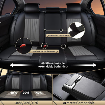 FLORICH Car Seat Covers, Brown Leather Seat Covers for Cars, Faux Nappa Leather Automotive Seat Protectors, Car Seat Cushions Universal Fit for Most Sedans SUVs Trucks - Brown
