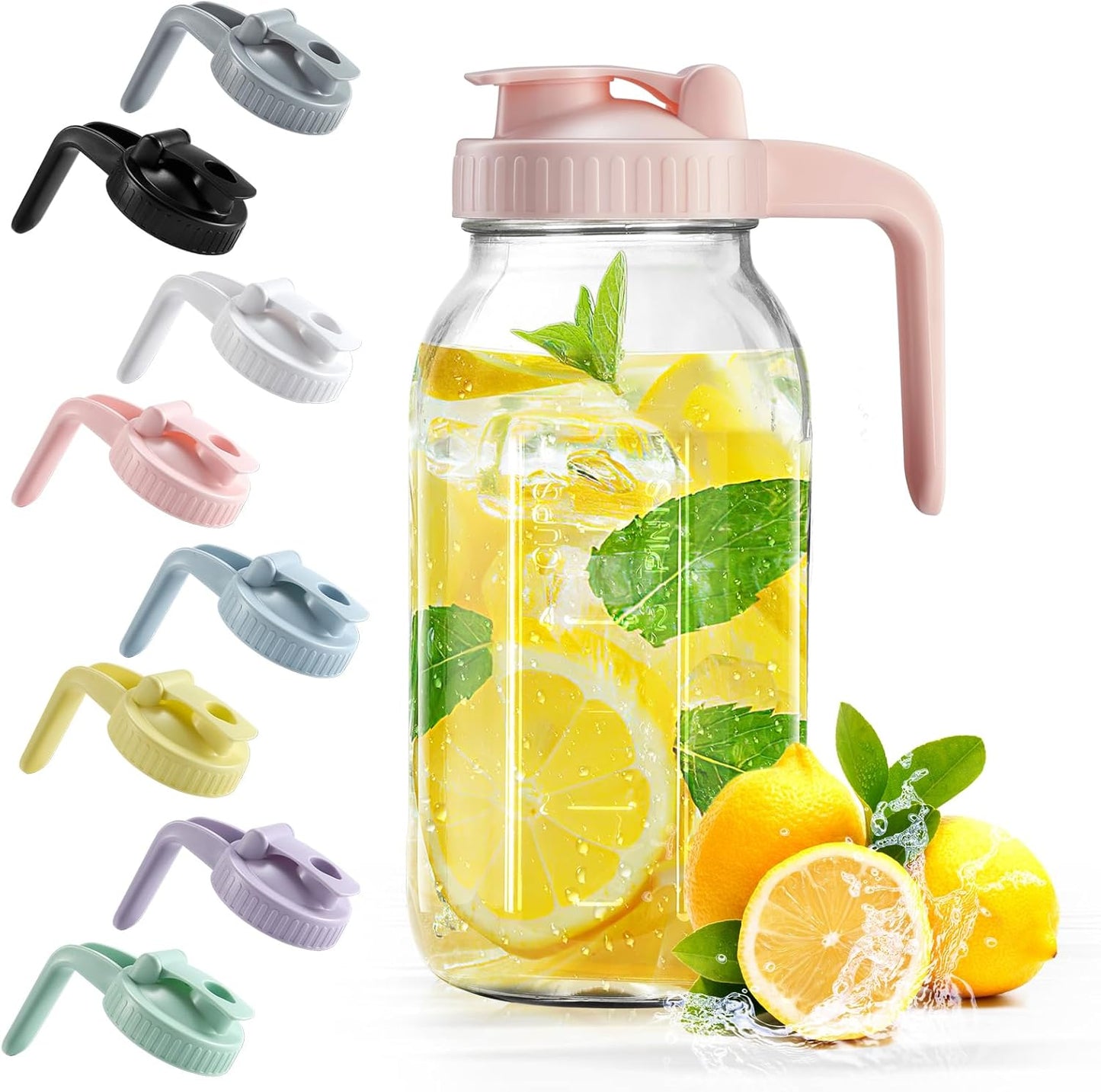 32oz Glass Pitcher with Lid & V-shaped Pour Spout - 1 Quart Breastmilk Pitcher Double Leak Proof, Creamer Container for Sun Tea, Juice, Cold Brew Coffee, Breastmilk Storage Container