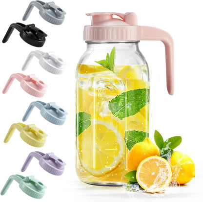 32oz Glass Pitcher with Lid & V-shaped Pour Spout - 1 Quart Breastmilk Pitcher Double Leak Proof, Creamer Container for Sun Tea, Juice, Cold Brew Coffee, Breastmilk Storage Container