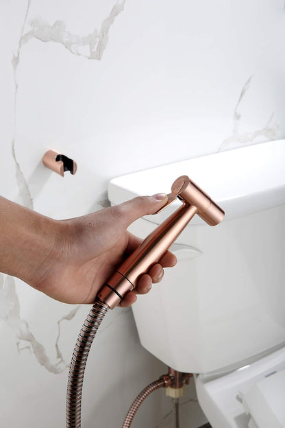 Premium Stainless Steel Hand Held Bidet Shower Dual Use Shattaf & Cloth Handheld Diaper Washer Sprayer Complete Bidet Set Spray Kit for Toilet Bronze Gold