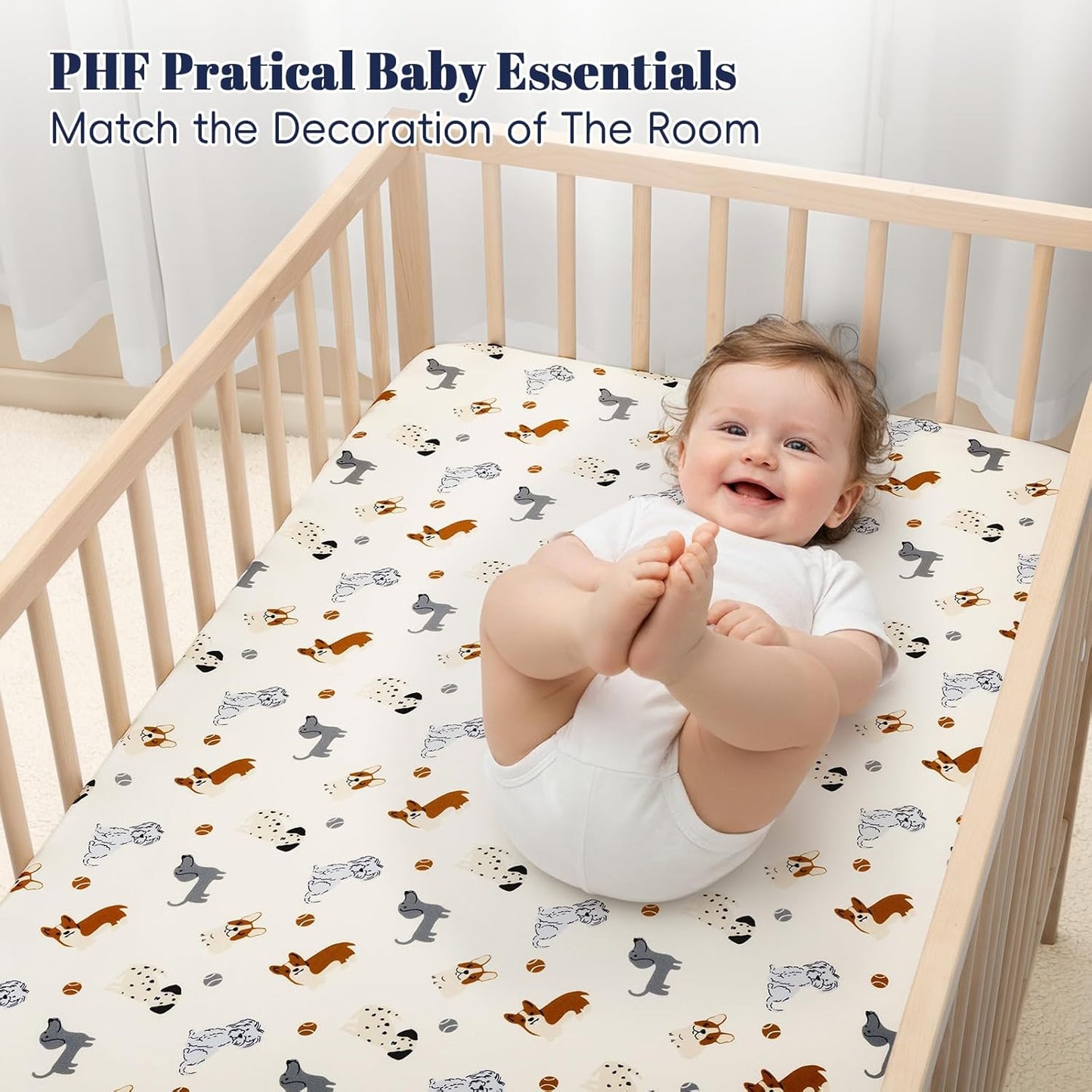 PHF 3 Pack Soft Mini Crib Sheets, Floral & Animal Pack N Play Sheets for Baby Boys Girls, No Slip Universal Fit for Pack N Play, Playard, Portable and Mini Crib Mattresses,Floral & Animal