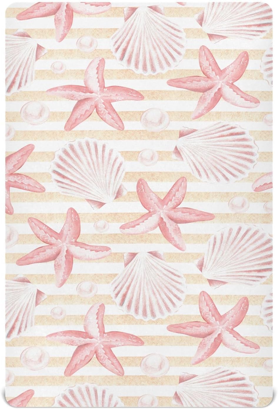 Fitted Crib Sheets Turtle Sea Horse Stretchy Portable Playard Sheets for Baby Toddler, Breathable Soft Mini Crib Mattress 39 x 27 in for Boys and Girls