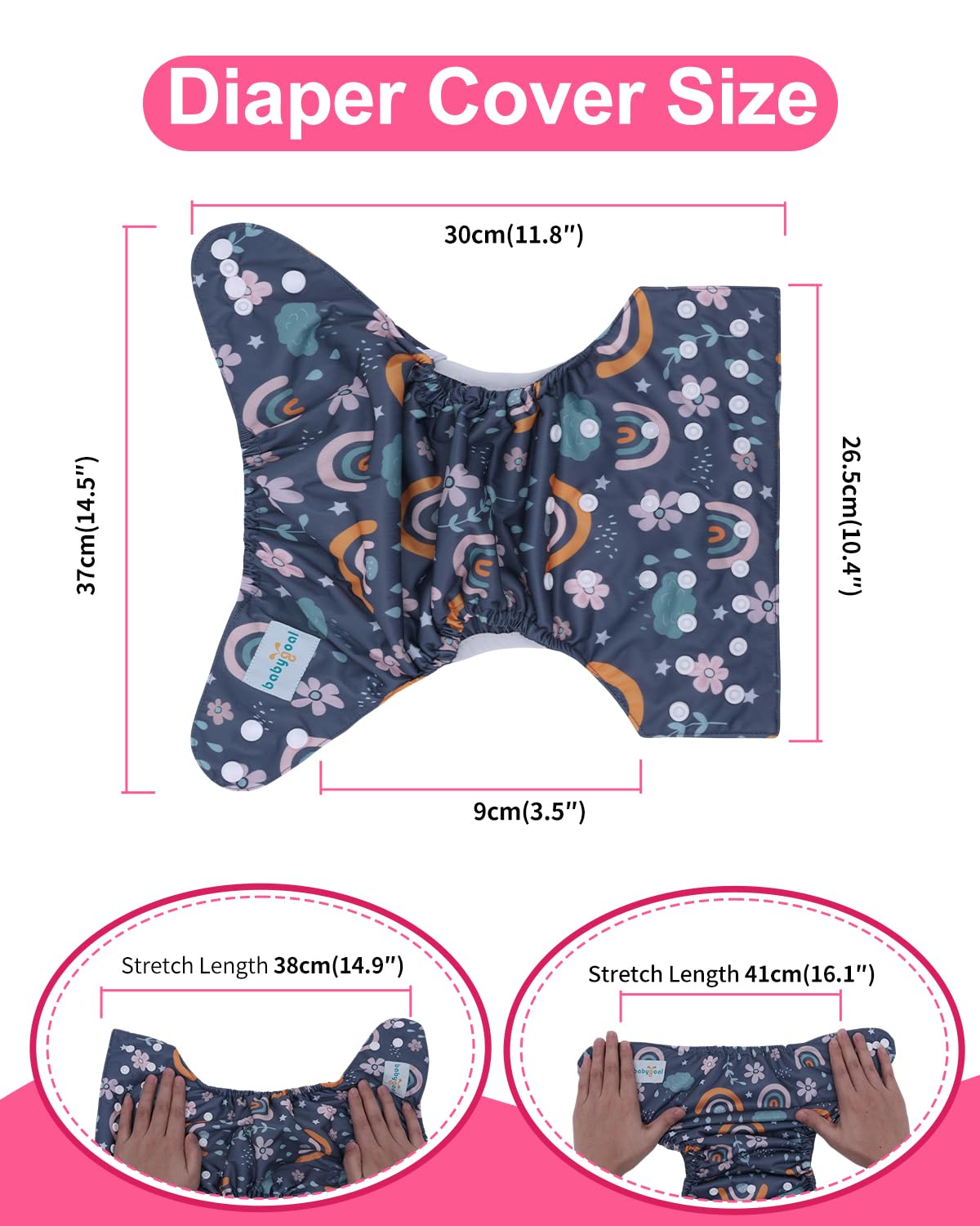 babygoal Cloth Diaper Covers 6 Pack with Wet Bag for Fitted Diapers and Prefolds with Double Gussets, Adjustable and Reusable for Baby Boys and Girls