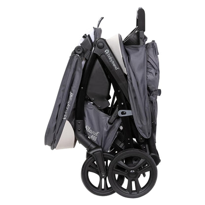 Baby Trend Double Stroller with Canopy Visors, Storage Basket and 2 Cup Holders, Sit N' Stand 2.0 DLX, Stormy – Foldable Infant and Toddler Tandem Stroller and Travel System