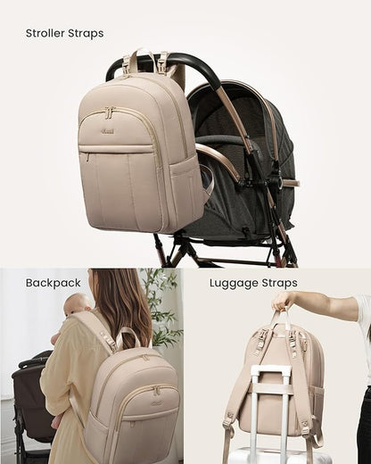 LOVEVOOK Diaper Bag Backpack, Large Puffy Baby Bag with Changing Pad Insulated Pockets Stroller Straps, Waterproof Diaper Backpacks for Mom Dad, Coffee Brown