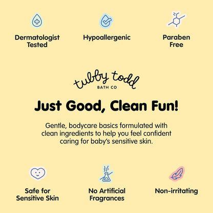 TUBBY TODD Baby Bundle Newborn Skin Care Set - Hypoallergenic Hair + Body Wash, All Over Ointment with Colloidal Oatmeal, Sweet Cheeks Diaper Paste - Fragrance Free, Standard Size