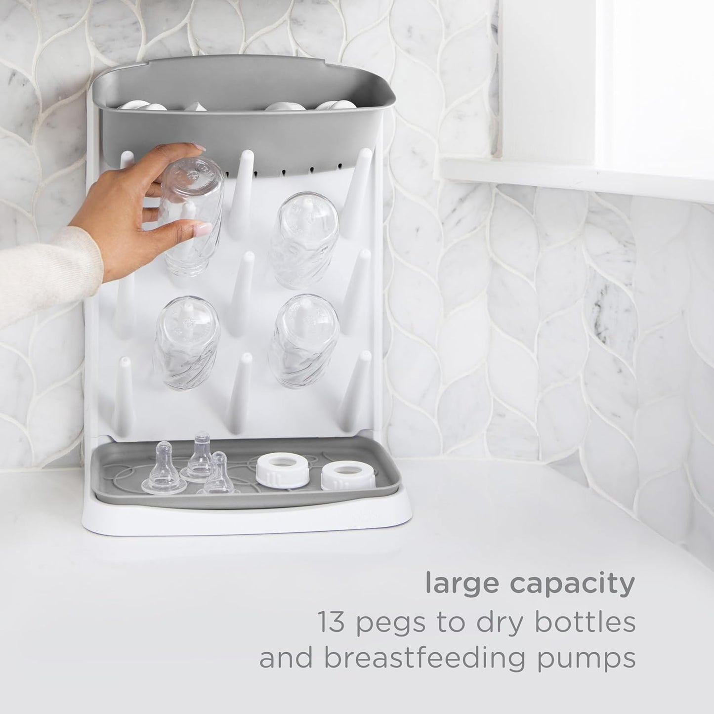 Ubbi 3-in-1 Collapsible Microwave Wash Bin, Baby Bottle Sterilizer & Veggie Steamer, Reusable Silicone Steam Bag for Travel or Home Use, Fits Up to 5 Baby Bottles, Dishwasher Safe, Blue