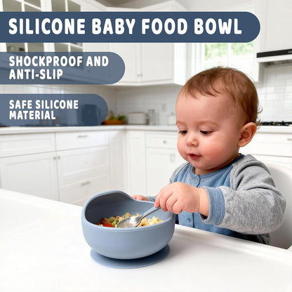 Silicone Suction Baby Bowls, Stay Put Spill Proof Bowls For Toddlers, Food-Grade Soft Flexible Silicone Food Bowl, Perfectly Sized Baby Food Containers, Baby Bowls (Sky blue)