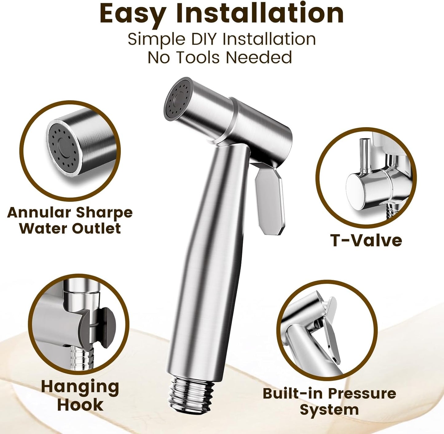 Handheld Bidet Sprayer for Toilet - Adjustable Pressure Stainless Steel Jet Sprayer for Cloth Diaper Cleaning, Feminine Wash & Baby Care, Muslim Shower Hose Kit KPGFWY (Gunmetal Gray)