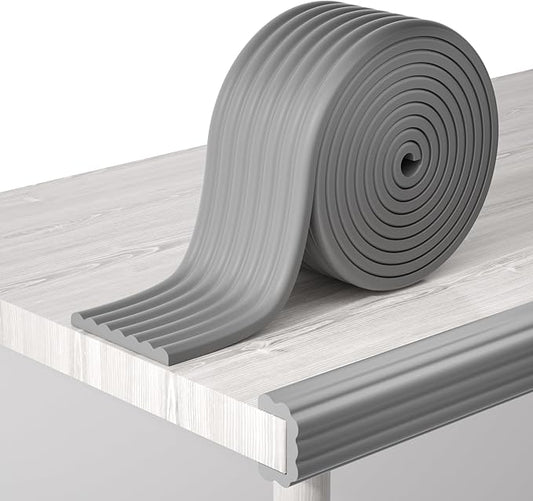 Corner Protector Baby, 16.5FT 0.32''Th W-Shape Edge Protector for Baby Proofing 3.2'' Wide Foam Fireplace Cushion Pre-Taped Safety Guard Bumper Pad for Furniture Wall Stair Door (Grey)